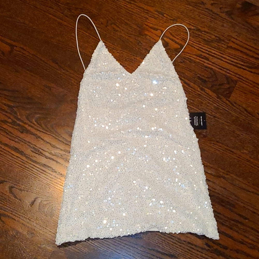 Lulu's White Sequin Mini Dress